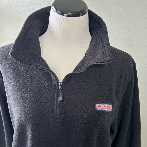 Vine, yard vines, whale women’s fleece pullover size L  half front zip up black - Picture 9 of 15